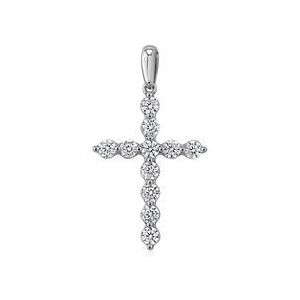 Dameshanger kruis met diamanten in witgoud, platina
