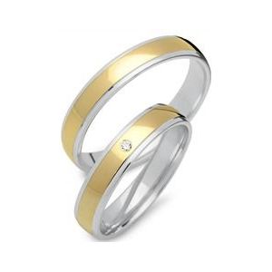 Trouwringen 18 karaat geel witgoud met Diamant