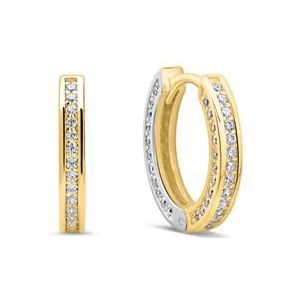 8 karaat geel- en witgouden hoepeloorbellen met Zirkonia