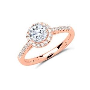 Halo ring 14 karaat roségoud met Diamanten