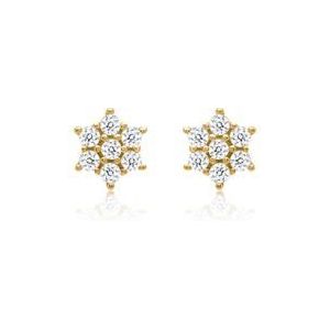 Stud oorbellen 8 karaat gouden ster met Zirkonia stenen