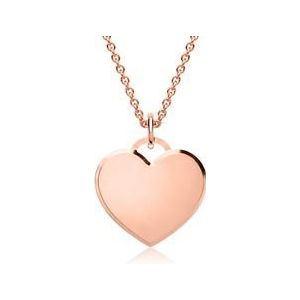 Zilveren hanger hartvorm met ketting in roségoud