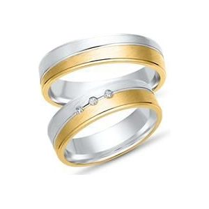 Trouwringen 8 karaat geel-wit goud 3 Diamanten