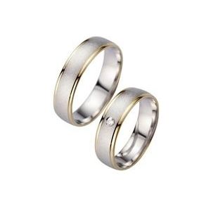 Trouwringen geel en witgoud met Diamant breedte 5,5 mm