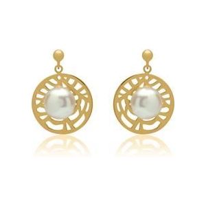 Vergulde oorstekers ovale parel 925 zilver