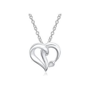 14 karaat witgouden ketting hart Diamant