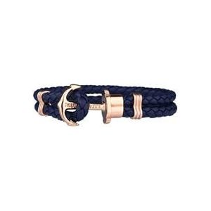 Rose gold anchor phrep armband met blauw textiel bandje