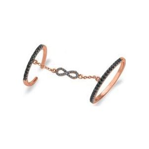 Roségoud vergulde ring oneindigheidssymbool zilver