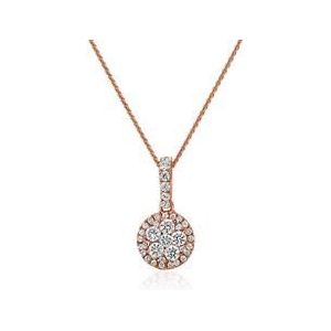 Laboratorium gegroeide diamanten collier met halo hanger in roségoud