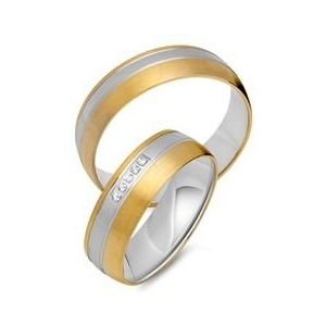 Trouwringen 14 karaat geel-witgoud 5 briljanten