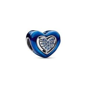 Moments bedel hartje in sterlingzilver met emaille, blauw