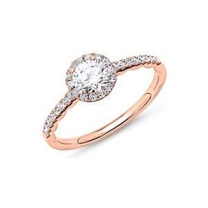 18 karaat roségouden halo ring met Diamanten