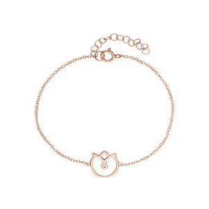 Damesarmband met bloemen in 925 sterling zilver, roségoud verguld