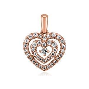 Dames hart hanger met diamanten in roségoud