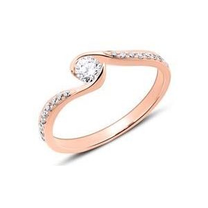 Diamant bezette 14 karaat rosegouden verlovingsring