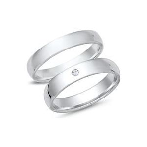 Trouwringen 14 karaat witgoud met Diamant