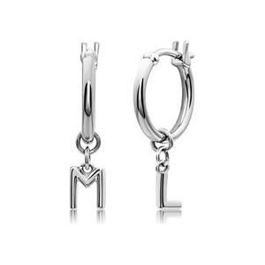 14k witgouden hoepeloorbellen met letters, symbolen