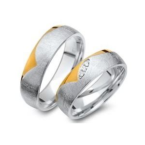 Trouwringen 18 karaat geel-wit goud 3 Diamanten