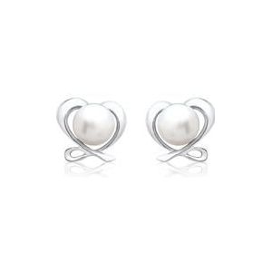 Witte parel stud oorbellen: 925 zilver