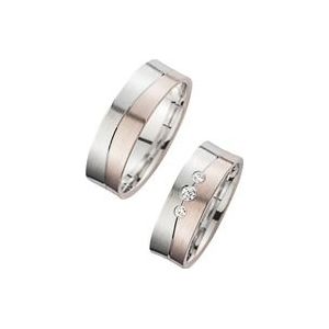 Trouwringen rood en wit goud met Diamanten breedte 6,5 mm