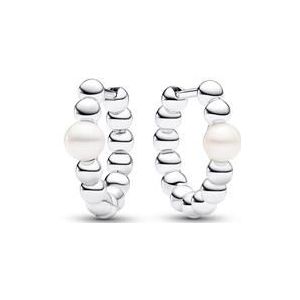 Tijdloze hoepel oorbellen voor dames in sterlingzilver met parel