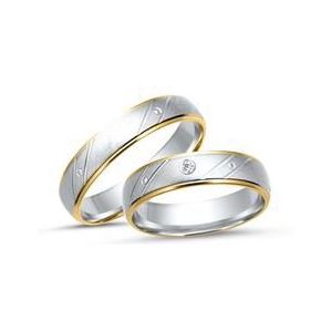 Trouwringen 8 karaat geel-wit goud met Diamant