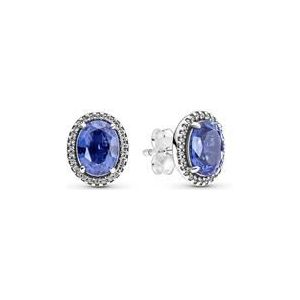 Dames oorbellen in 925 zilver, blauw kristal