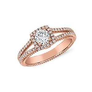 Halo verlovingsring met diamanten in roségoud