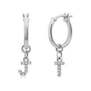 14k witgouden hoepeloorbellen, Diamanten letters