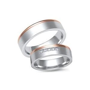 Trouwringen 8 karaat witgoud 5 briljanten