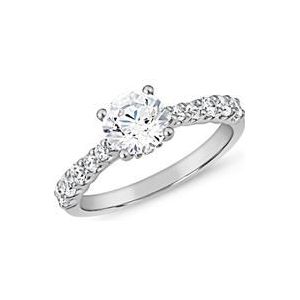 Witgouden of platina diamanten ring, lab gegroeid