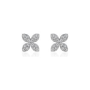 Oorbellen bloem, witgoud of platina met diamant