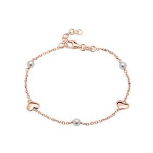 Roségoud vergulde 925 sterling zilveren armband harten en parels