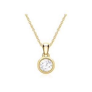 14 karaat geelgouden ketting met witte Topaas hanger