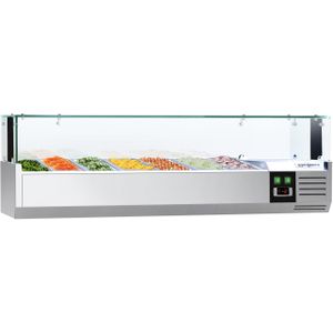 Opzetkoelvitrine PREMIUM met LED-verlichting - 1500x335mm - 7x GN 1/4
