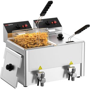 Dubbele elektrische friteuse - 8+8 liter - 6,5 kW - met aftapkraan