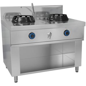 Gas wok fornuis - 28 kW - 2 kookzones - incl. 1 mini waterkolom