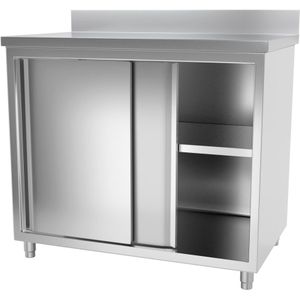 Roestvrijstalen werkkast ECO - 1000x600mm - met schuifdeur en achterwand