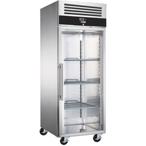 Bakkerij vrieskast roestvrij staal PREMIUM - EN 600x800 - 600 liter - 1 glazen deur, rails & draagroosters