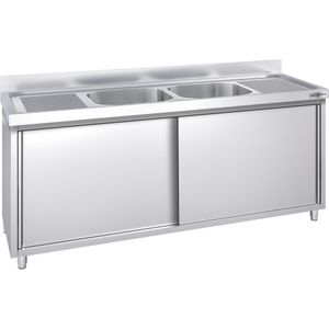 Spoelkast 2,0 m - 2 spoelbakken gecentreerd L 50 x B 50 x D 30 cm