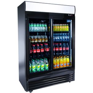Drankenkoelkast - 880 liter - met 2 glazen schuifdeuren & Reclamedisplay