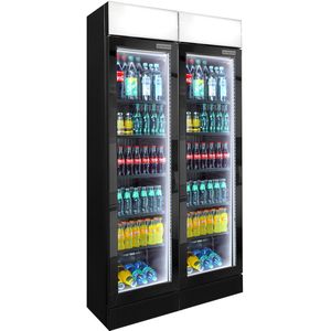 (2 stuks) Drankenkoelkast - 290 liter - Frameloos ontwerp - met 2 glazen deuren & Reclamedisplay