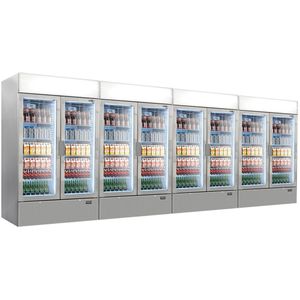 (4 stuks) Drankenkoelkast - 4800 liter - Frameloos ontwerp - met 8 glazen deuren & Reclamedisplay