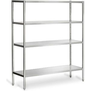 Roestvrijstalen opbergrek PREMIUM - 2000x490mm - met 4 planken (VERSTELBAAR)