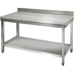 Roestvrijstalen werktafel ECO - 1000x600mm - met onderplank & achterwand
