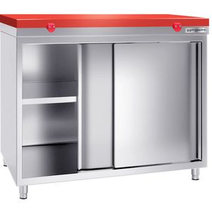 Roestvrijstalen werkkast PREMIUM - 1000x600mm - met schuifdeur zonder achterwand incl. snijplank