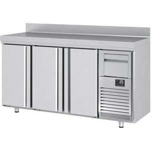 Bar & Dranken koelwerkbank PREMIUM PLUS - 1960x600mm - met 3 deuren, achterwand & uitklopbak voor koffie
