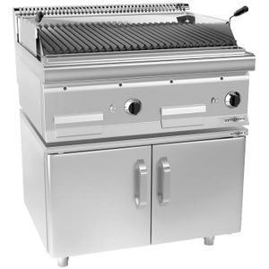 Gas lavasteengrill - 10,6 kW - Kantelbare grillrooster - incl. onderstel met 2 deuren