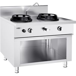 Gas wok fornuis - 30 kW - 2-pits - incl. 1 mini waterkolom