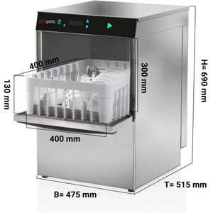 Dubbelwandige glazenspoelmachine - Digitaal - 2,97 kW - met reinigingsmiddel-, glansspoelmiddel- & afvoerpomp